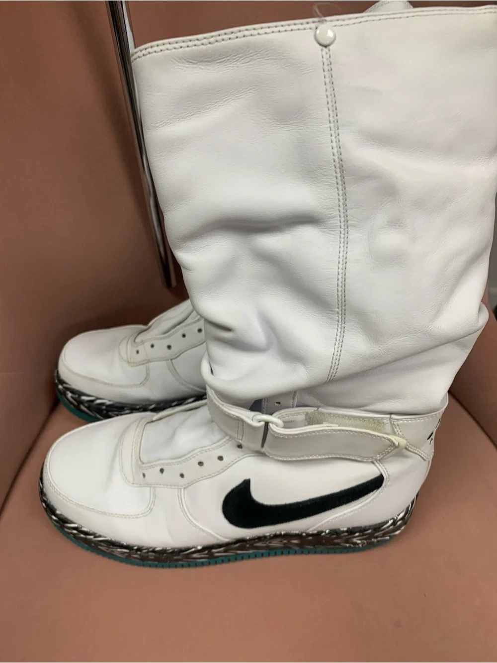 Nike Upstep Warrior White Over-the-Knee Boot with Black Swoosh